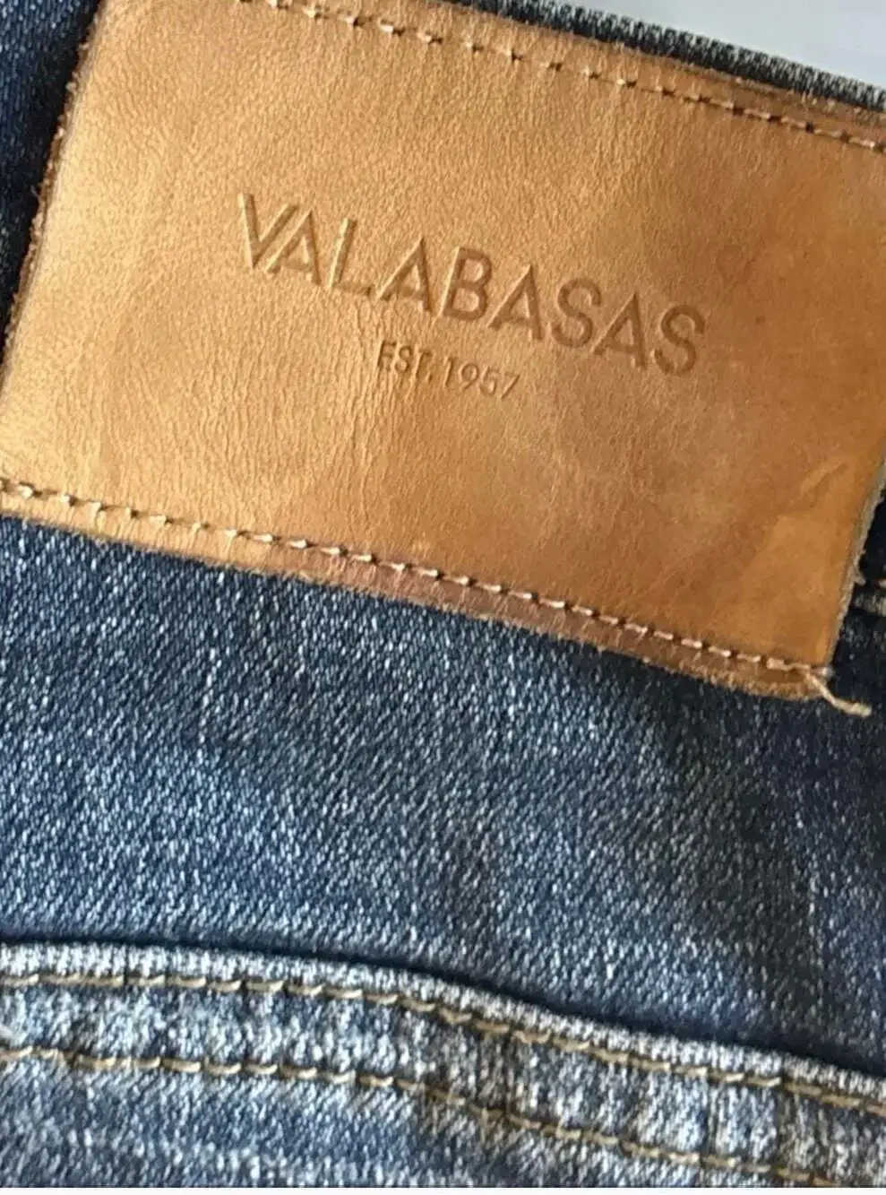 Valabasas Men's Distressed Slim Fit Blue Denim Jeans with Raw Hem